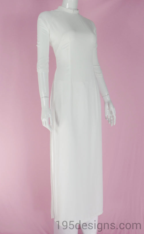 White Ao Dai Trắng Tơ Tầm Ý 2 Lớp