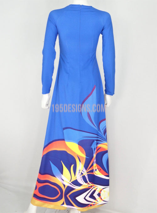 Áo Dài Lụa Giản Xanh Da Trời | Blue Ao Dai Vietnamese