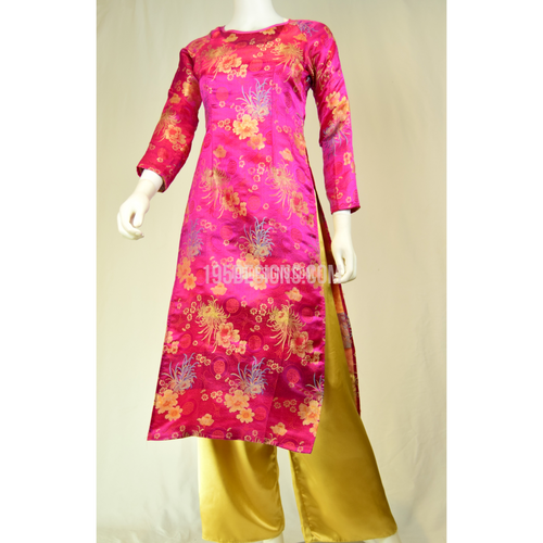 ÁO DÀI HOA GẤM Hồng  | Hot Pink AO DAI LUNAR NEW YEAR Set