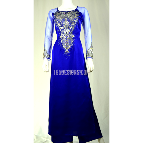 Xanh ÁO DÀI PHA LÊ  | Blue AO DAI Crystal LUNAR NEW YEAR