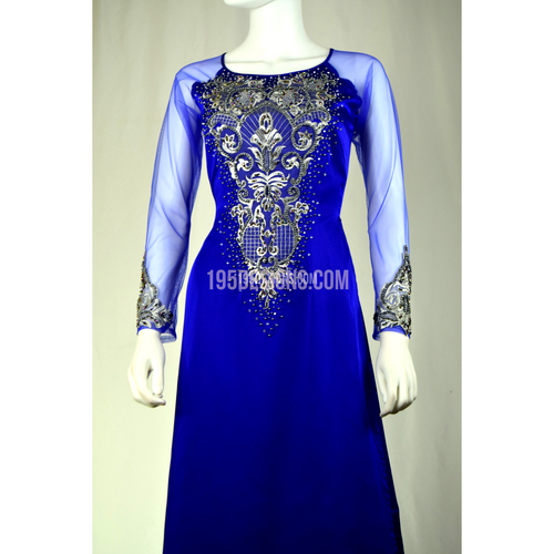 Xanh ÁO DÀI PHA LÊ  | Blue AO DAI Crystal LUNAR NEW YEAR