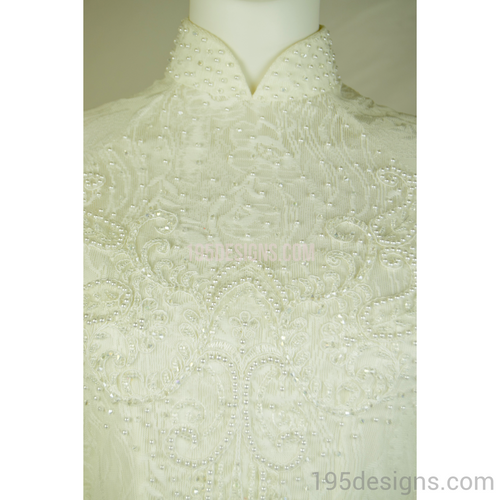 Áo Dài Trắng Ren Ket Hat Trai | White Ao Dai Lace Pearl