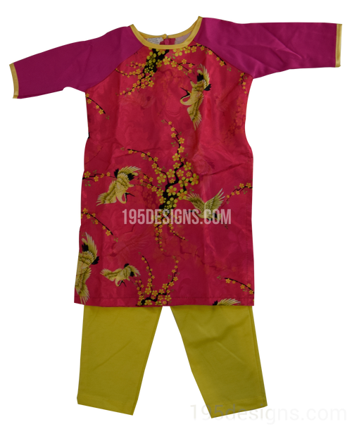 Hot Pink Ao Dai Baby Vietnamese Traditional Long Dress Kid Set - Lunar New Year