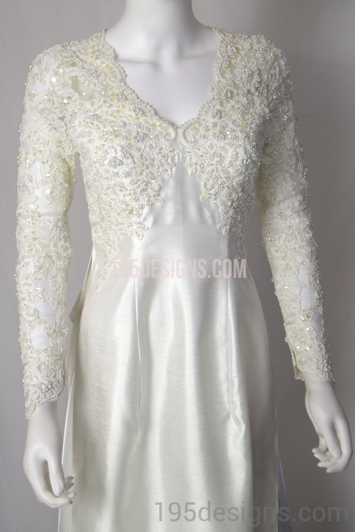 ÁO DÀI Cưới Trắng cao cấp Kết Đá Hột Bẹt| White AO DAI Wedding