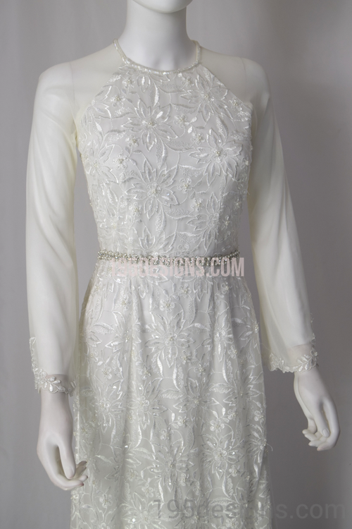 Ao Dai Trắng Cô Dâu Đuôi Dài | White Lace Ao Dai long tail