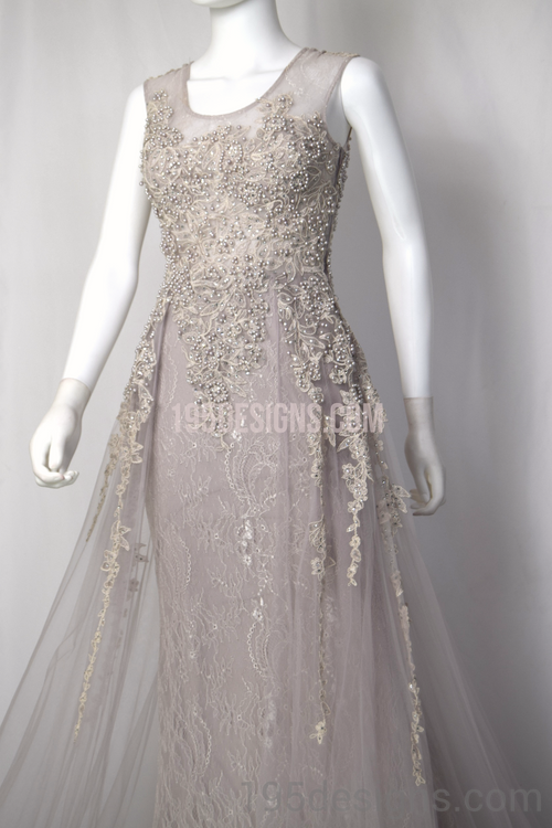 Brow Pink  Lace and Tulle Wedding Gown | Hồng Ruốc Đầm Cưới