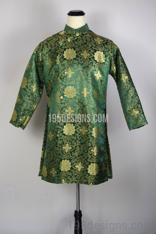 Green Brocade Ao Dai Men -  Áo Dài Gấm Xanh Nam