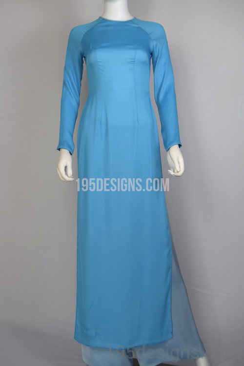 Ao Dai Lụa Thái Tuấn Xanh  | Silk Blue Long Dress