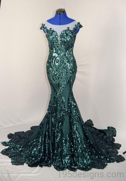 Dark Green Mermaid Wedding Dress
