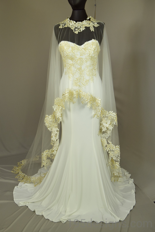 Panoply Pageant 44295 Strapless Jersey Gown with Body Veil Wedding Dress