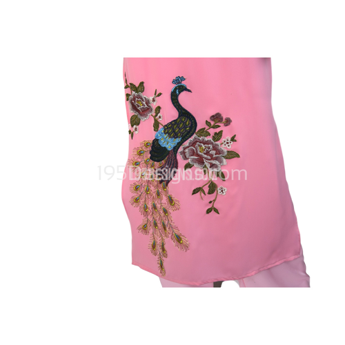 Pink Ao Dai Peacock  Con Công - Size 6