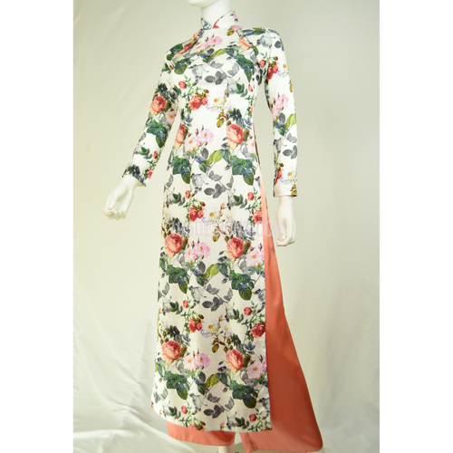 ÁO DÀI Tơ Cát In Hoa Hồng | Roses Flower AO DAI