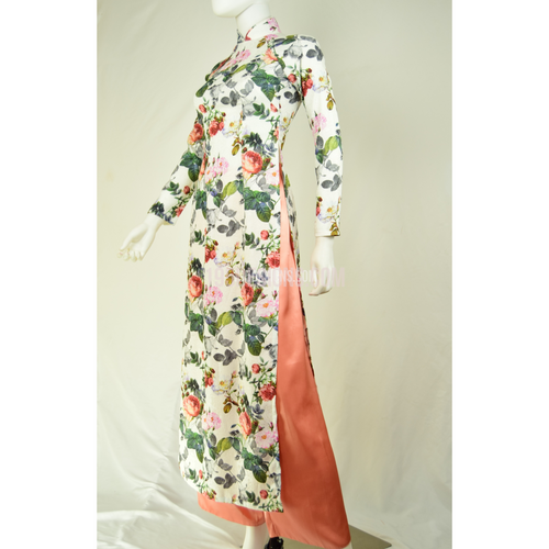 ÁO DÀI Tơ Cát In Hoa Hồng | Roses Flower AO DAI