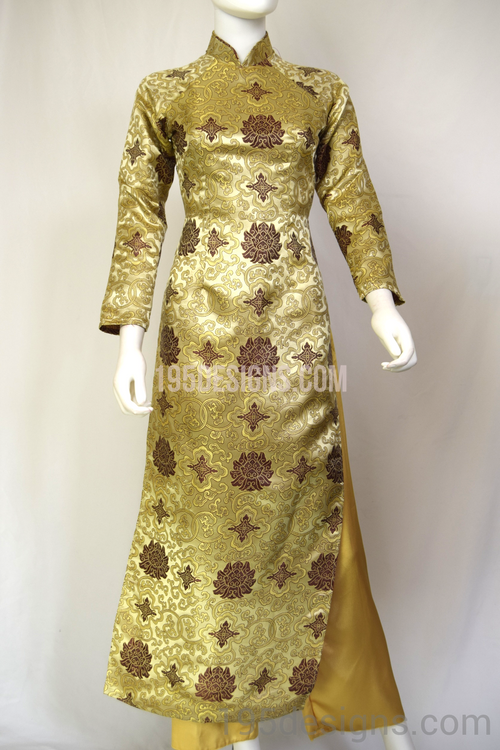 ÁO DÀI GẤM Vang  | Gold Brocade AO DAI Set
