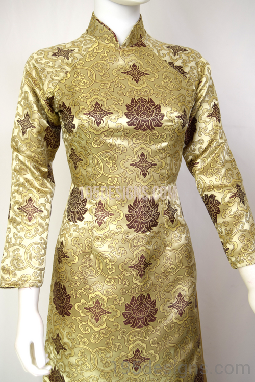 ÁO DÀI GẤM Vang  | Gold Brocade AO DAI Set