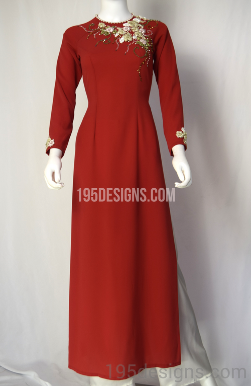 ÁO DÀI Đỏ Kết Hoa  | Red Ao DAI Flower