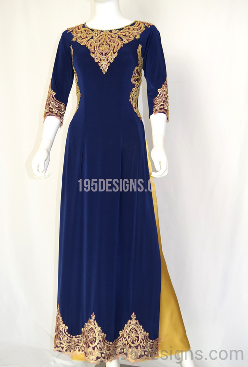 ÁO DÀI Xanh Vải Co Giản | Blue Ao DAI