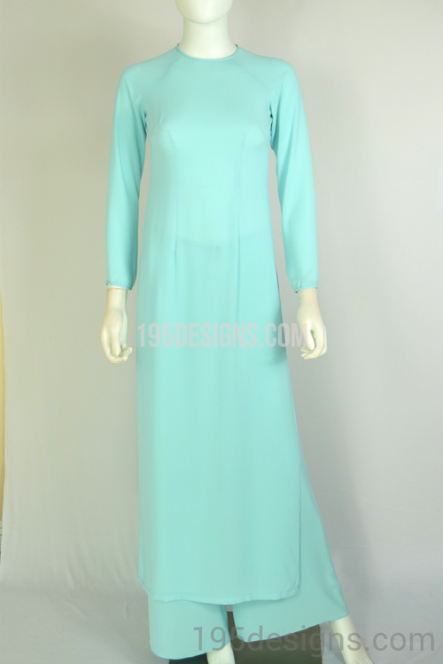 Ao Dai Xanh Tầm Thai Cổ Kiền - Baby Blue Ao Dai Thailand Silk