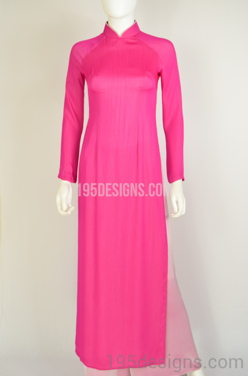 Ao Dai Hồng Lụa Thái Tuấn - Hot Pink Ao Dai Thái Tuấn Silk