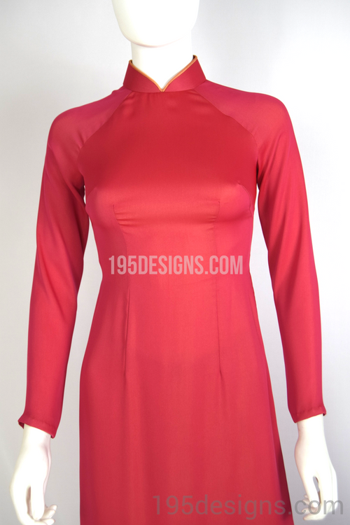 Ao Dai Đỏ Lụa Thái Tuấn - Red Ao Dai Thái Tuấn Silk Set