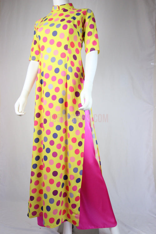 Yellow Ao Dai Cô Ba Sài Gòn New Year Set | Chấm Bi