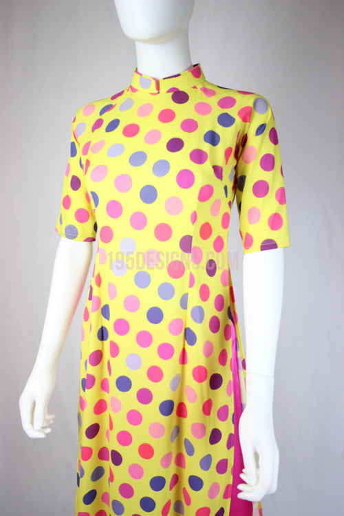 Yellow Ao Dai Cô Ba Sài Gòn New Year Set | Chấm Bi