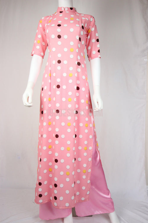 Pink Ao Dai Cô Ba Sài Gòn New Year Set | Chấm Bi