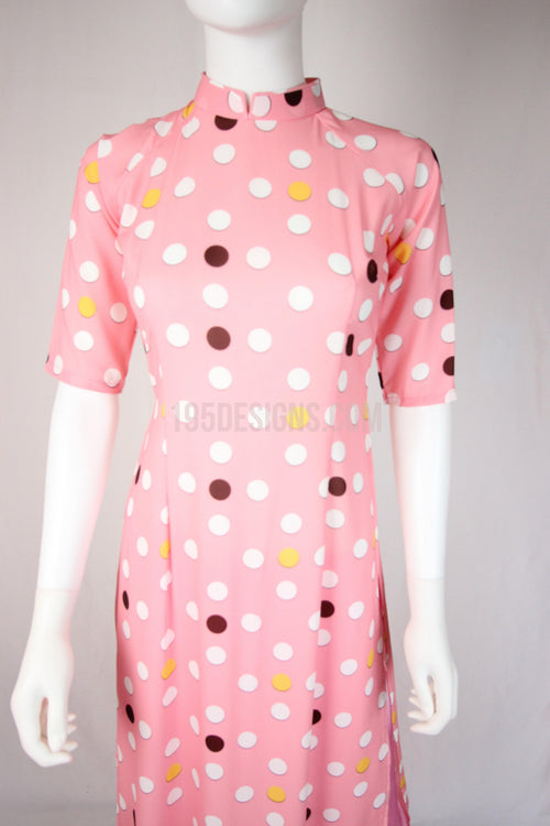 Pink Ao Dai Cô Ba Sài Gòn New Year Set | Chấm Bi