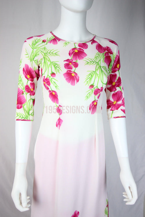 White Ao Dai Pony Flower New Year Set | Hoa Tet