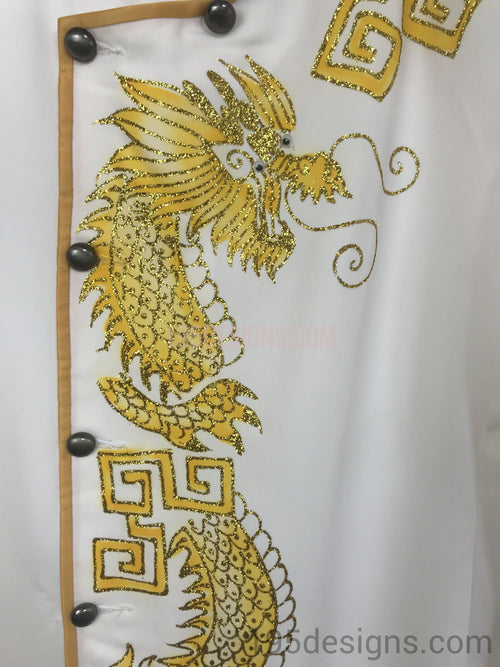 White Ao Dai Men - Trắng Nam Rồng Vải Cao Cấp Co Giản