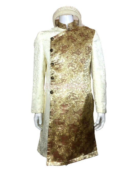 Champagne Ao Dai Men - Nam Vải Gấm Vàng