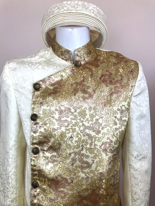 Champagne Ao Dai Men - Nam Vải Gấm Vàng