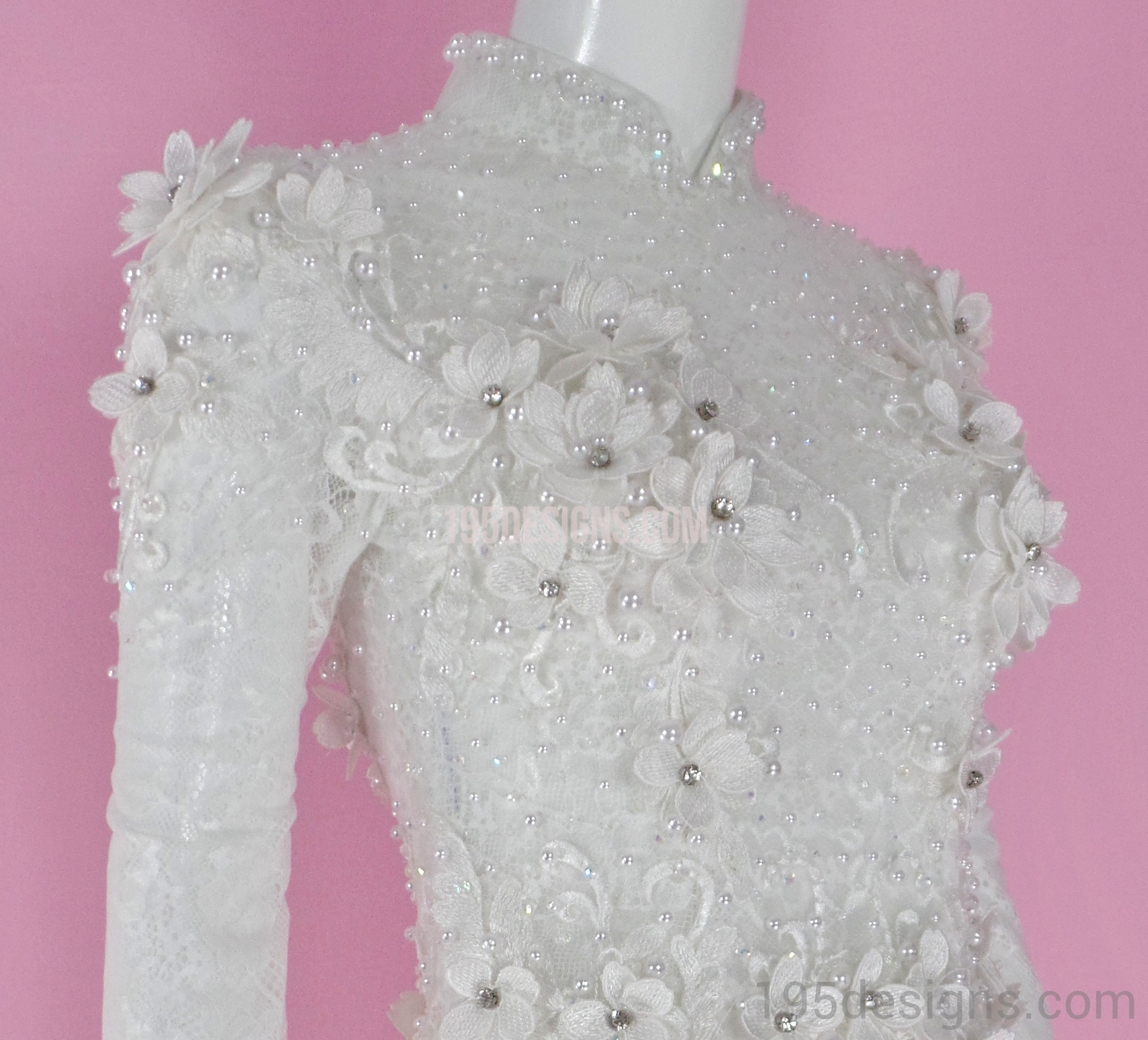 ÁO DÀI Cưới Trắng Ren cao cấp Tay Von Kết Hoa Đá Pha Lê| White Lace AO DAI Crystal Wedding