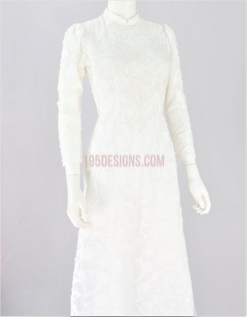 Áo Dài Trắng Ren Kết Đá | White Lace AO DAI