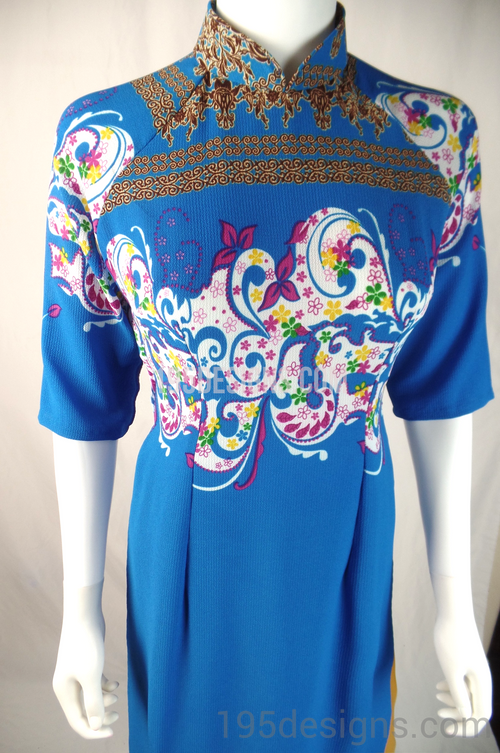 Blue Ao Dai Spring Flower New Year Set | Hoa Tet