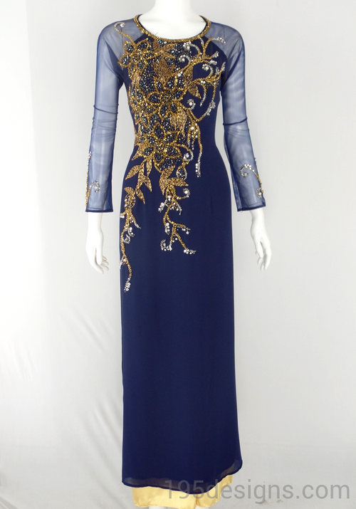 Xanh ÁO DÀI PHA LÊ  | Blue AO DAI Crystal