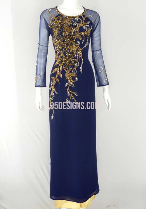 Xanh ÁO DÀI PHA LÊ  | Blue AO DAI Crystal