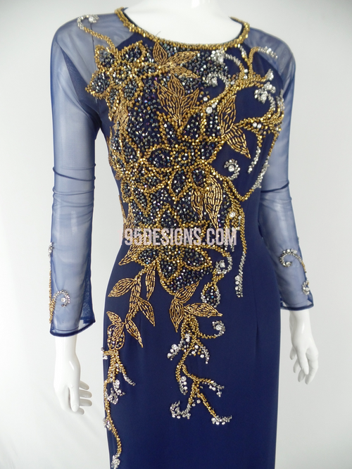 Xanh ÁO DÀI PHA LÊ  | Blue AO DAI Crystal