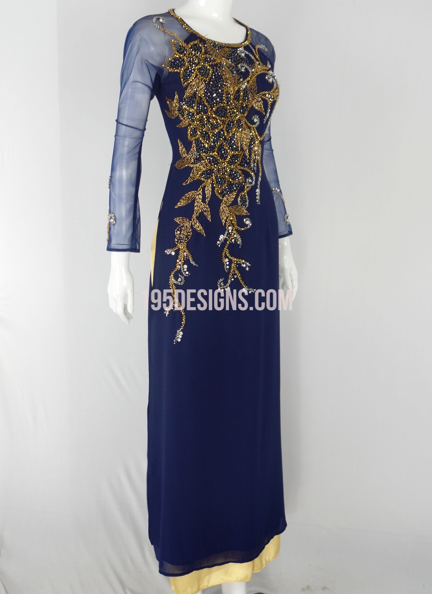 Xanh ÁO DÀI PHA LÊ  | Blue AO DAI Crystal