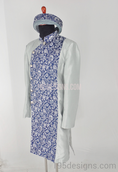 Silver Brocade Ao Dai Men -  Áo Dài Gấm Nam