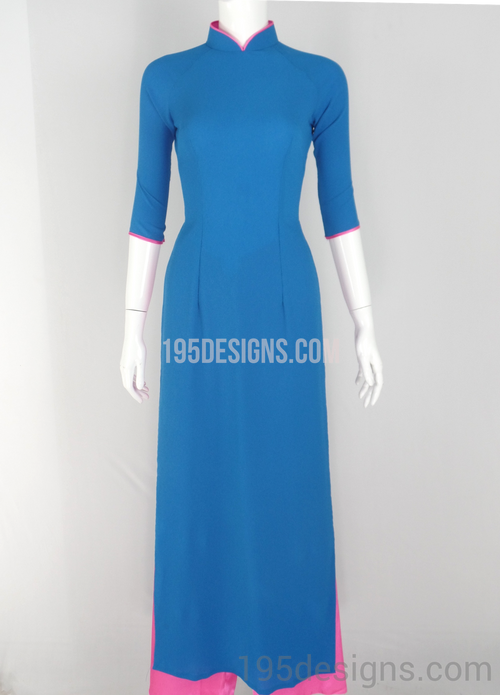 Ao Dai Xanh Tầm Thai - Blue Ao Dai Thailand Silk
