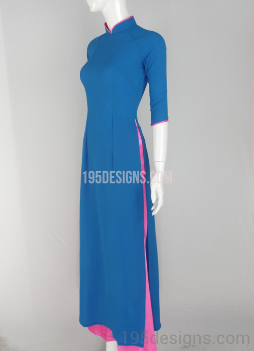 Ao Dai Xanh Tầm Thai - Blue Ao Dai Thailand Silk