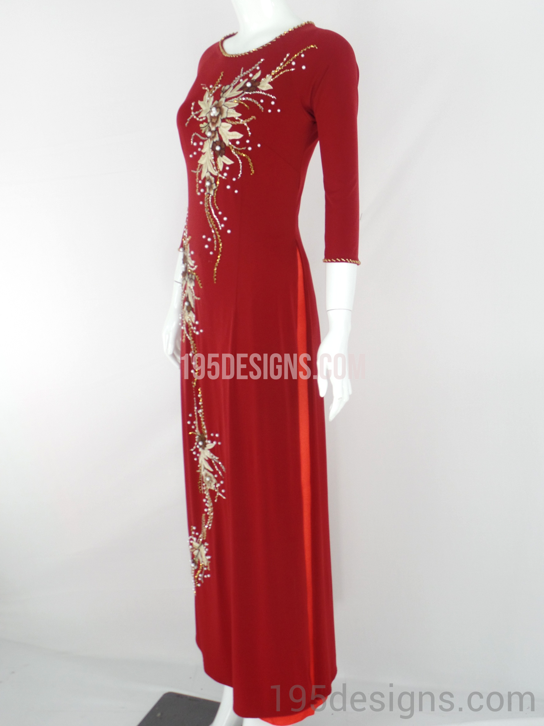 ÁO DÀI Đỏ Kết Hoa | Red AO DAI flower Set Size 10-12