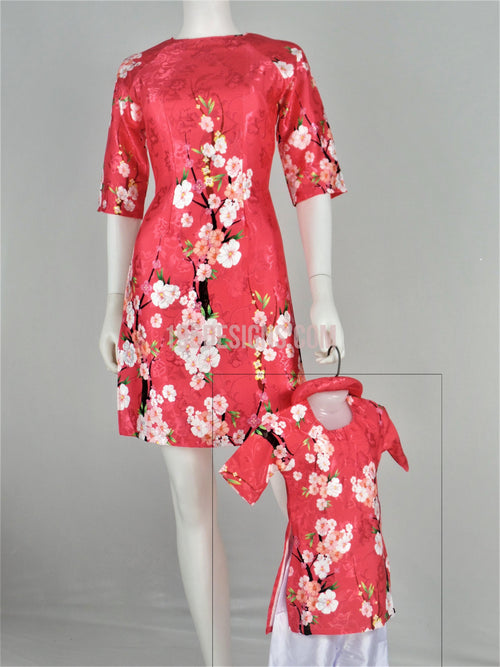 Áo Dài Bé Gái Hông Bộ Có Quần | Pink Ao Dai Baby Kid Set - Lunar New Year