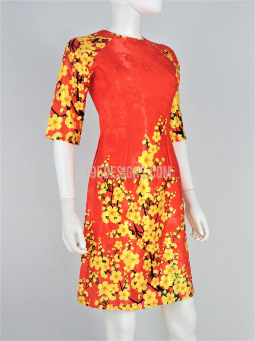 Red Ao Dai Modern Lunar New Year | Cách Tân Tết