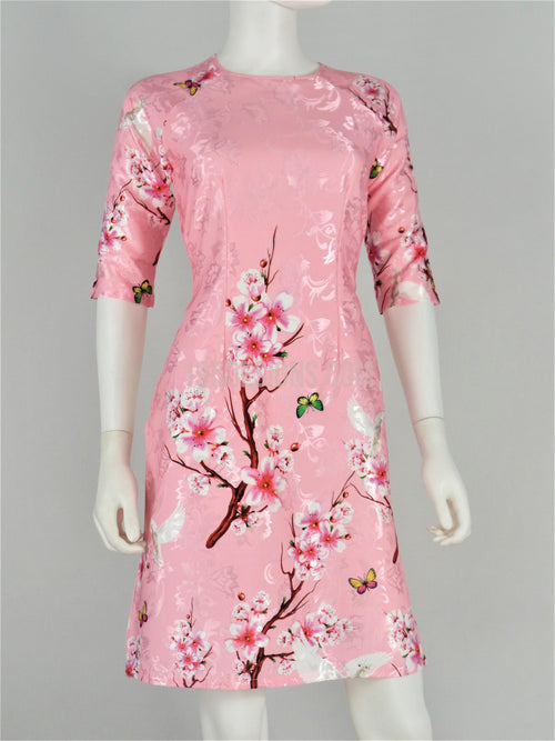 Áo Dài Cách Tân Gấm Hồng Phấn I Light Pink Brocade Vietnamese Ao Dai