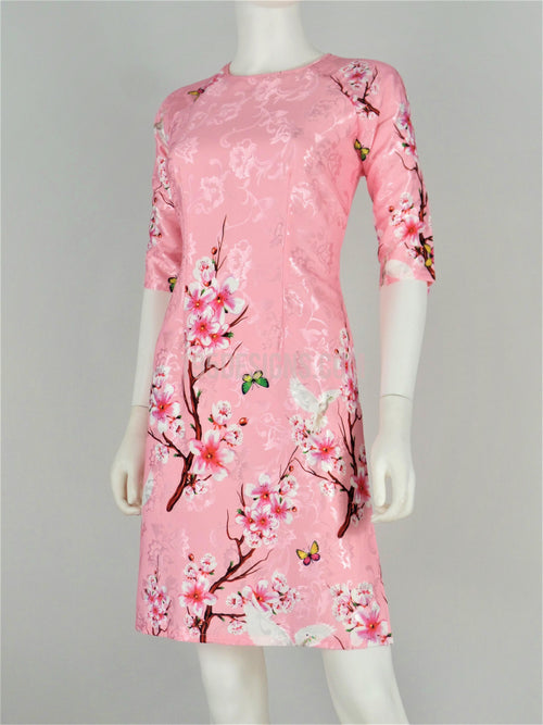 Áo Dài Cách Tân Gấm Hồng Phấn I Light Pink Brocade Vietnamese Ao Dai