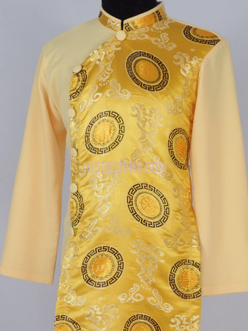 Gold Ao Dai Men -  Áo Dài Nam Gấm Vàng Pha