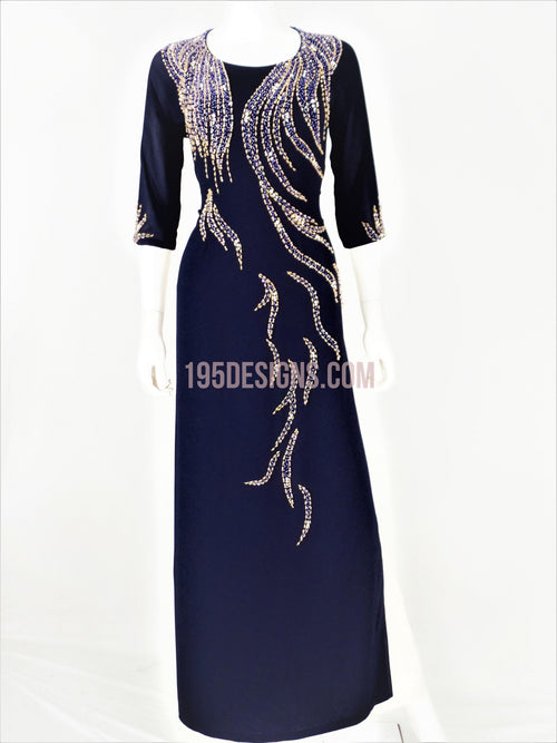 XANH ĐEN ÁO DÀI PHA LÊ  | BLUE AO DAI CRYSTAL
