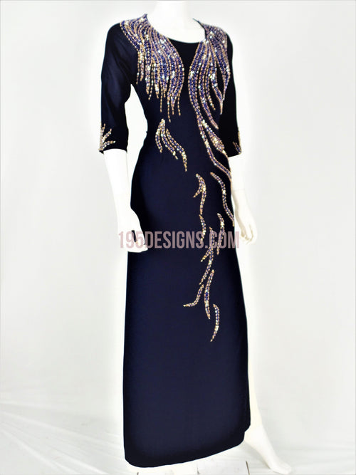 XANH ĐEN ÁO DÀI PHA LÊ  | BLUE AO DAI CRYSTAL